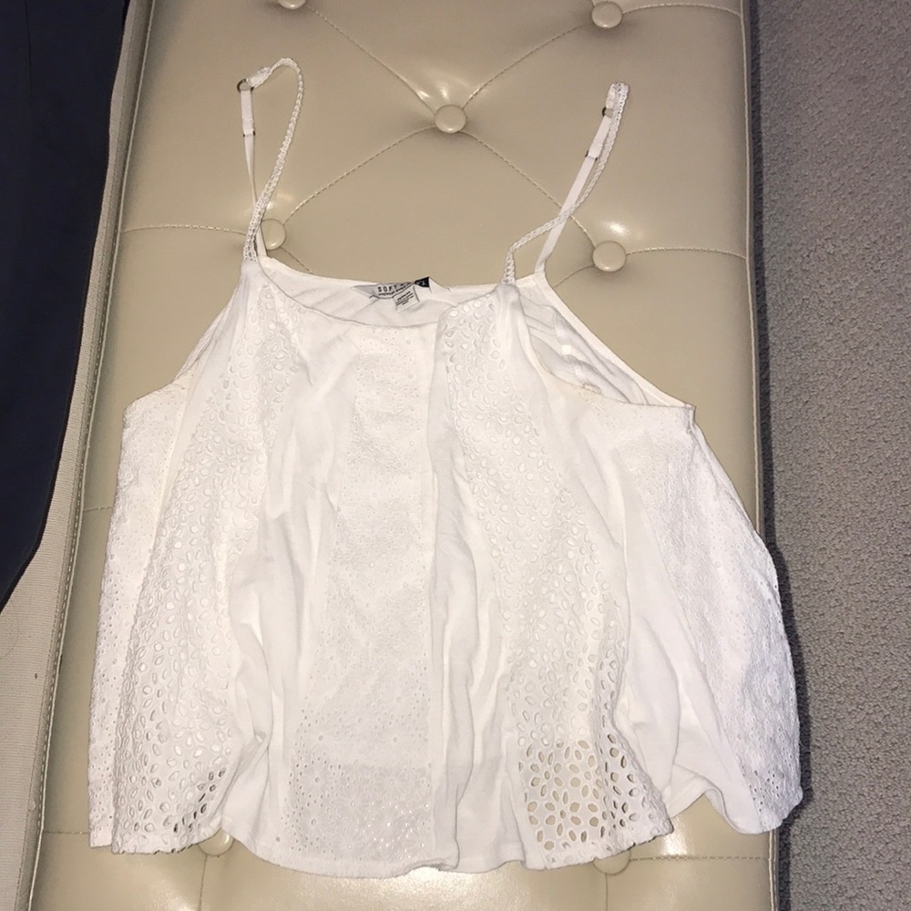 flowy white cropped tank from a&e